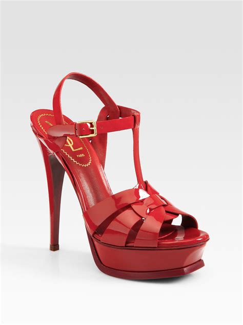 red patent ysl tribute|Saint Laurent Tribute Patent Platform Sandals .